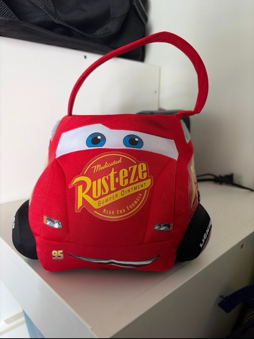 Disney Pixar Cars Lightning McQueen Rust-eze Plush Tote Halloween Basket - Red